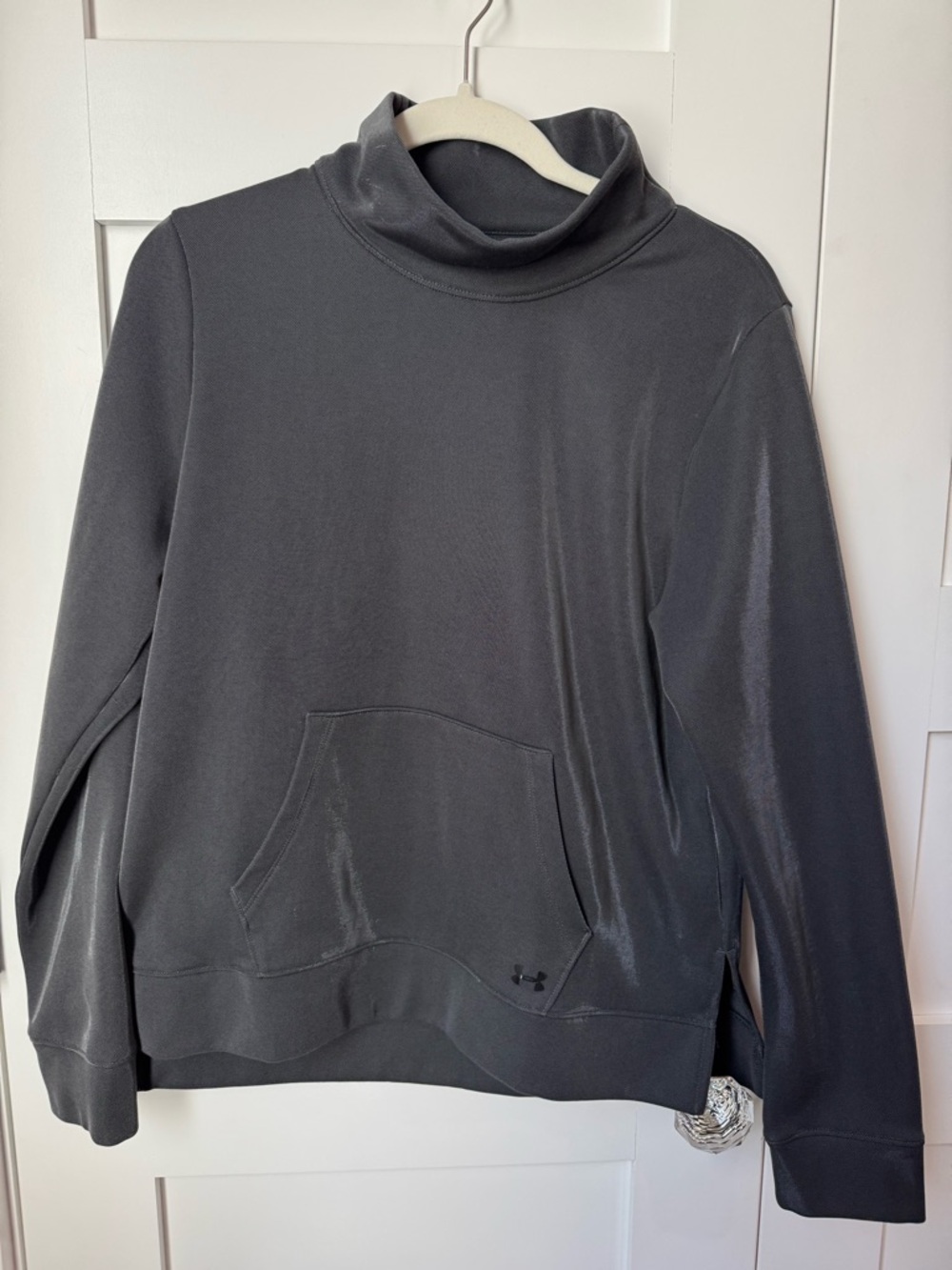 Under Armour Women’s Fleece Mock Neck Pullover Sweatshirt Metallic Gray size M